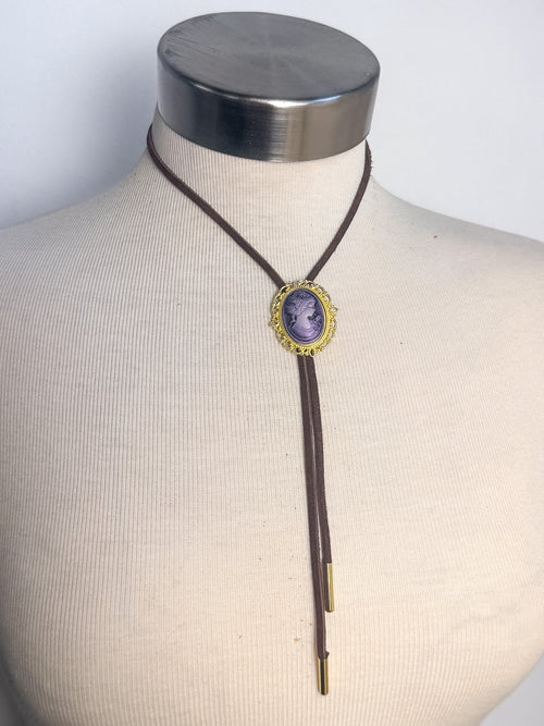 Handmade Medium Cameo Flat Cord Bolo