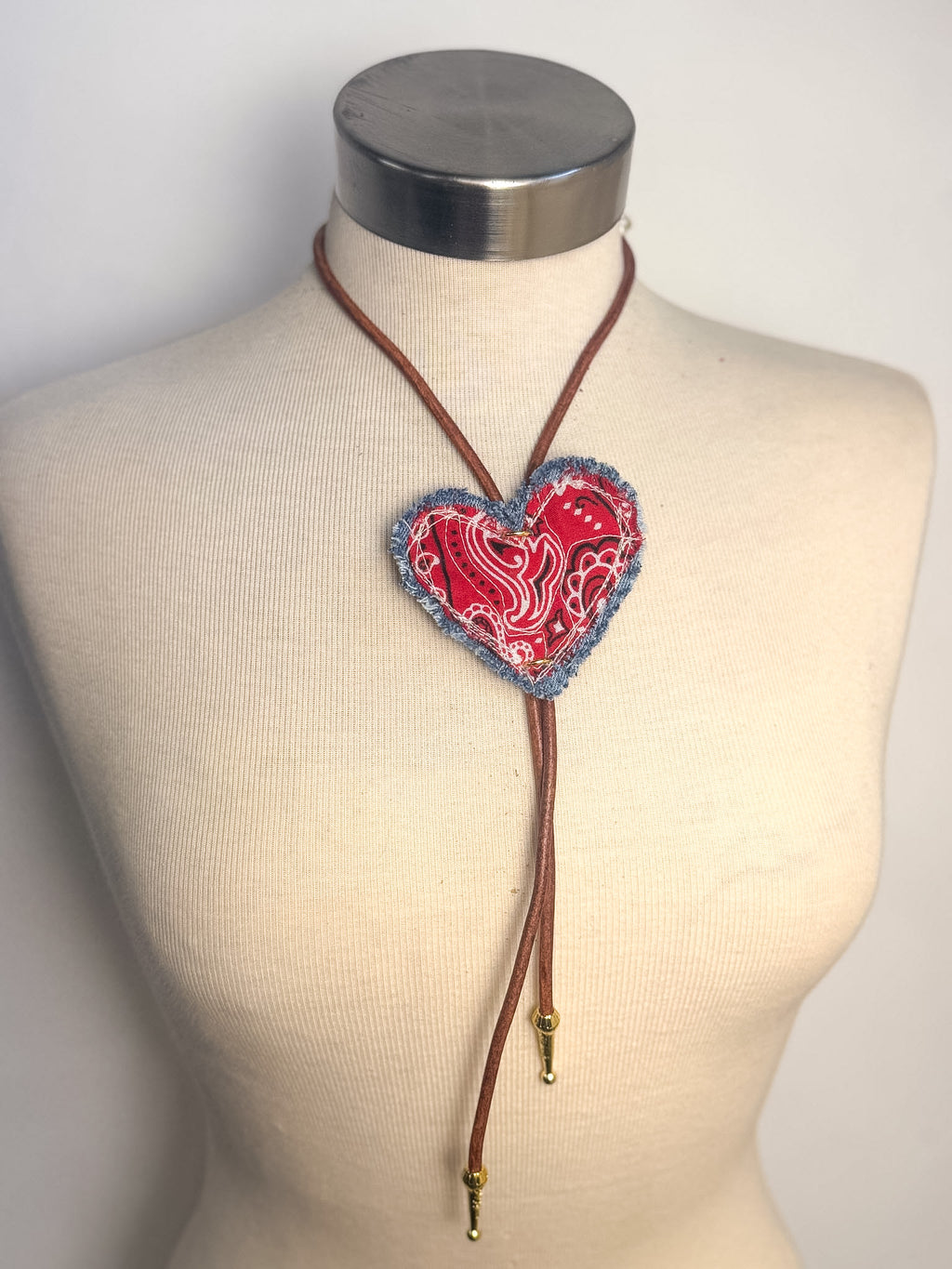 Handmade Bandana Heart Patch Bolo