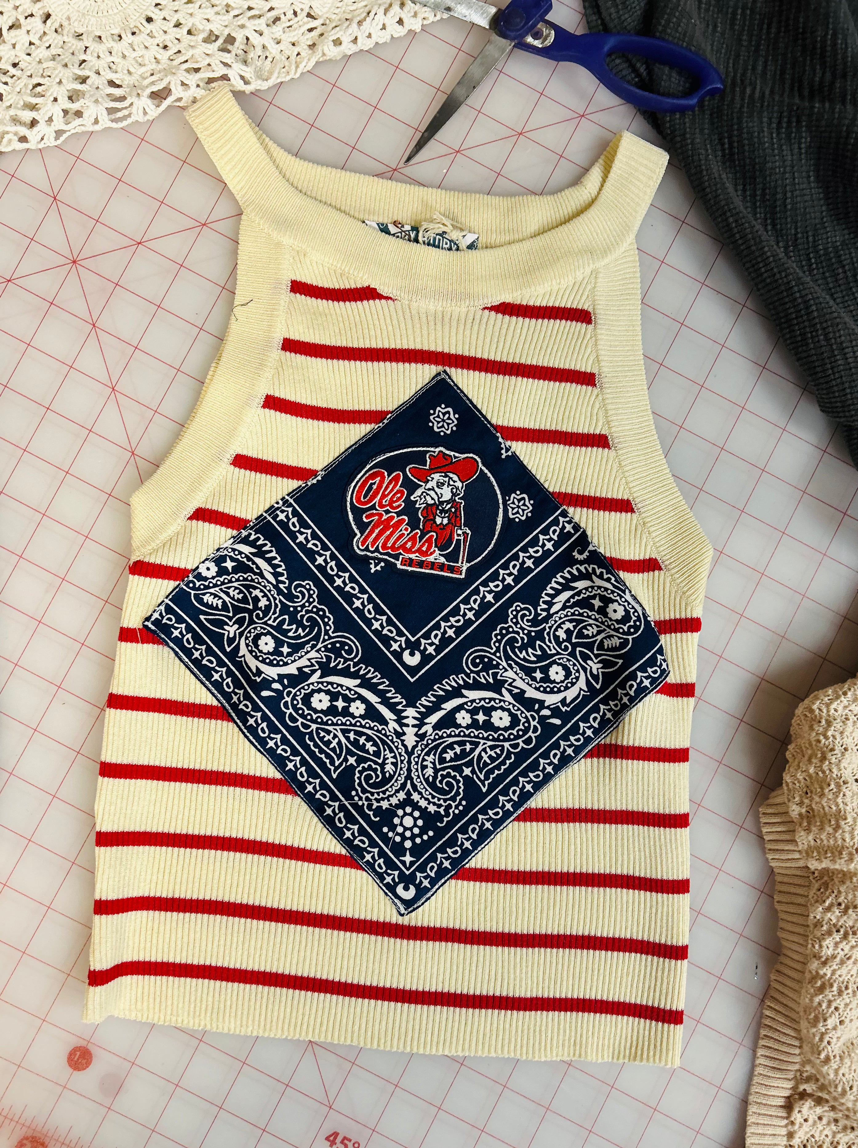 OOAK Rebel Bandana Sleeveless Striped Sweater