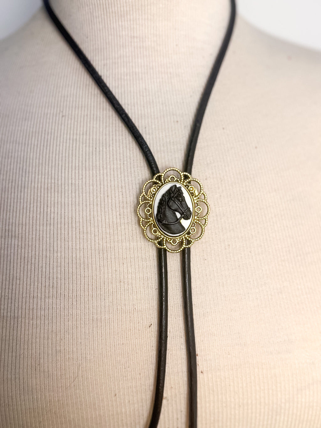 Handmade Horse Cameo Bolo
