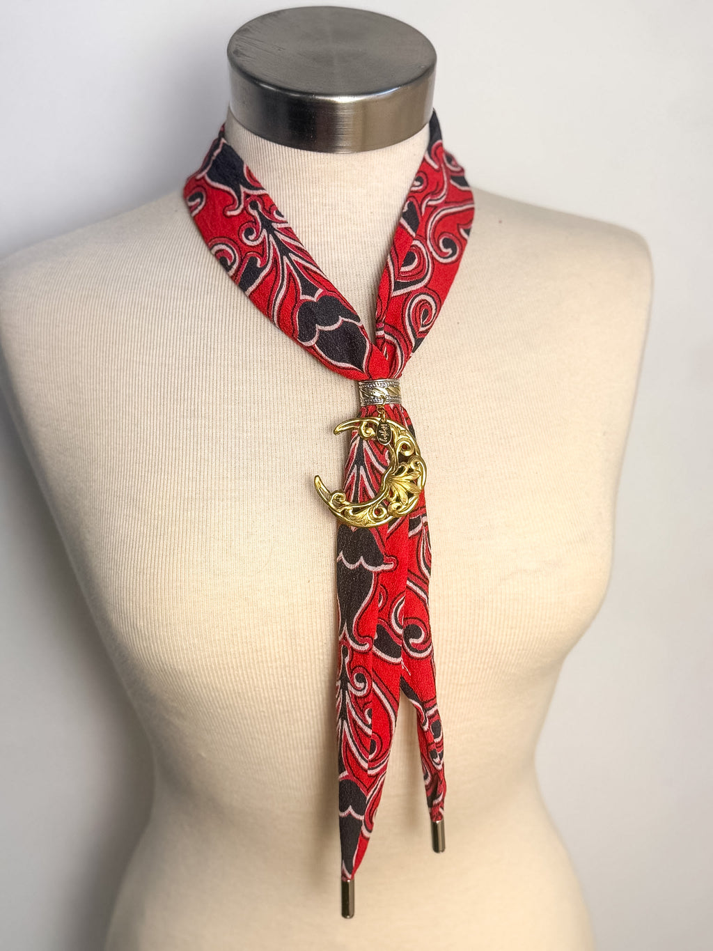 OOAK Fabric Moon Scarf Bolo