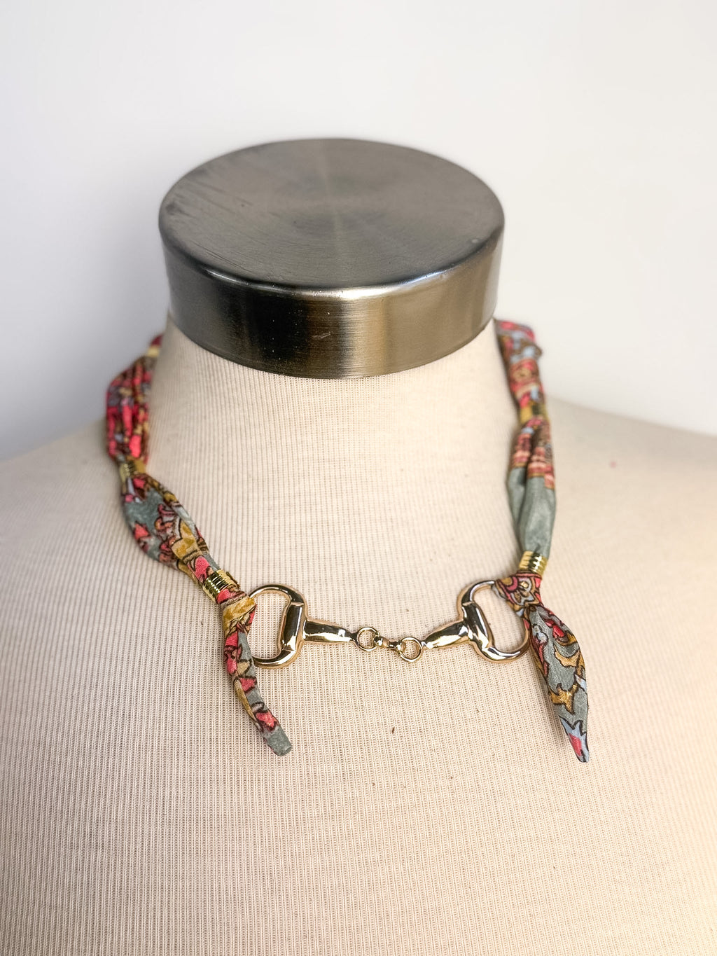 OOAK Boho Fabric Horse Bit Scarf Necklace