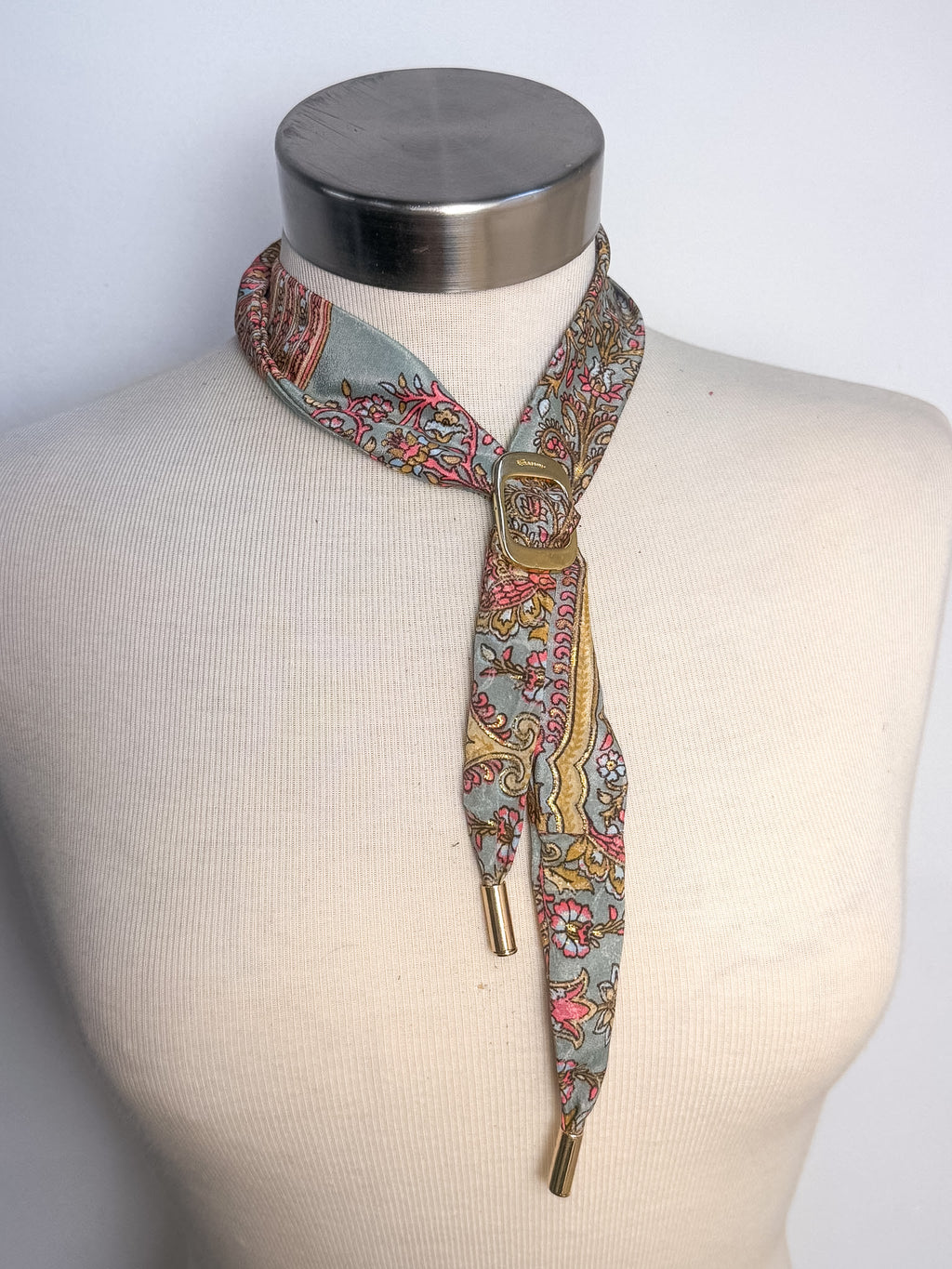 OOAK Vintage Ferragarmo Buckle Scarf Necklace