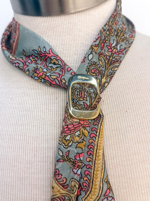 OOAK Vintage Ferragarmo Buckle Scarf Necklace