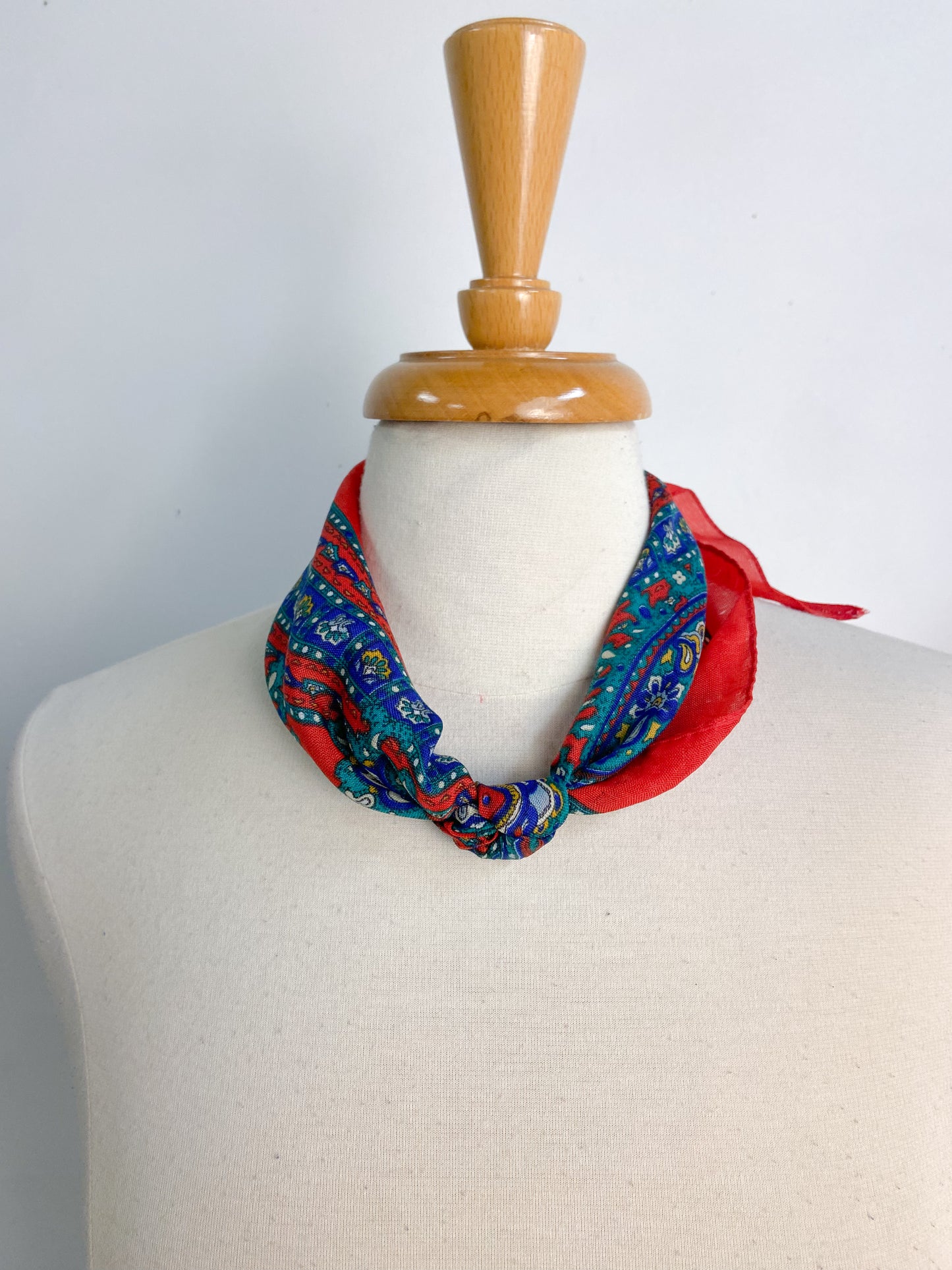 OOAK Vintage Red Paisley Knotted Scarf