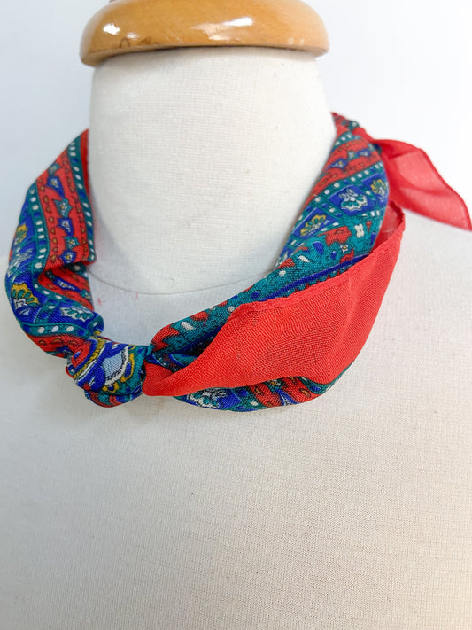 OOAK Vintage Red Paisley Knotted Scarf