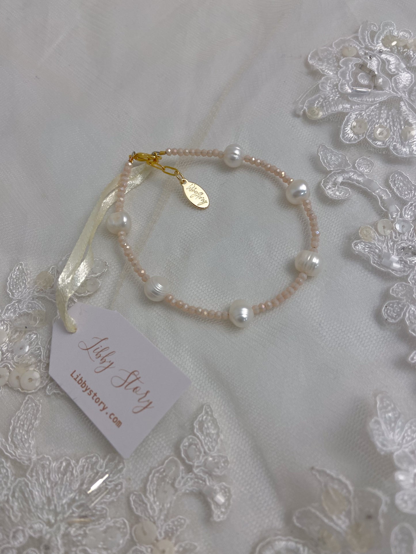 OOAK Freshwater Pearl and Faceted Glass Bracelet