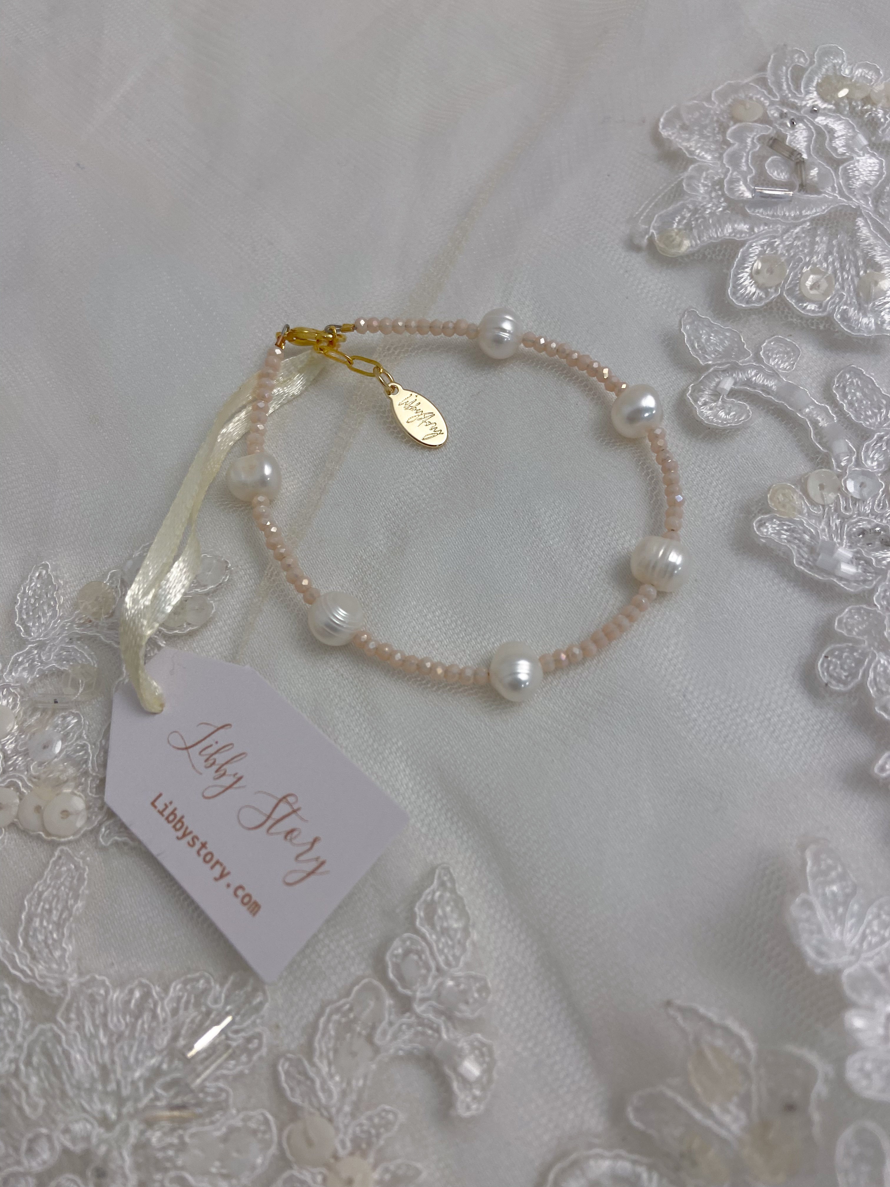 OOAK Freshwater Pearl and Faceted Glass Bracelet