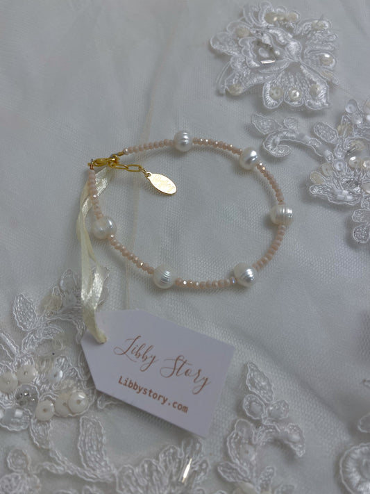 OOAK Freshwater Pearl and Faceted Glass Bracelet
