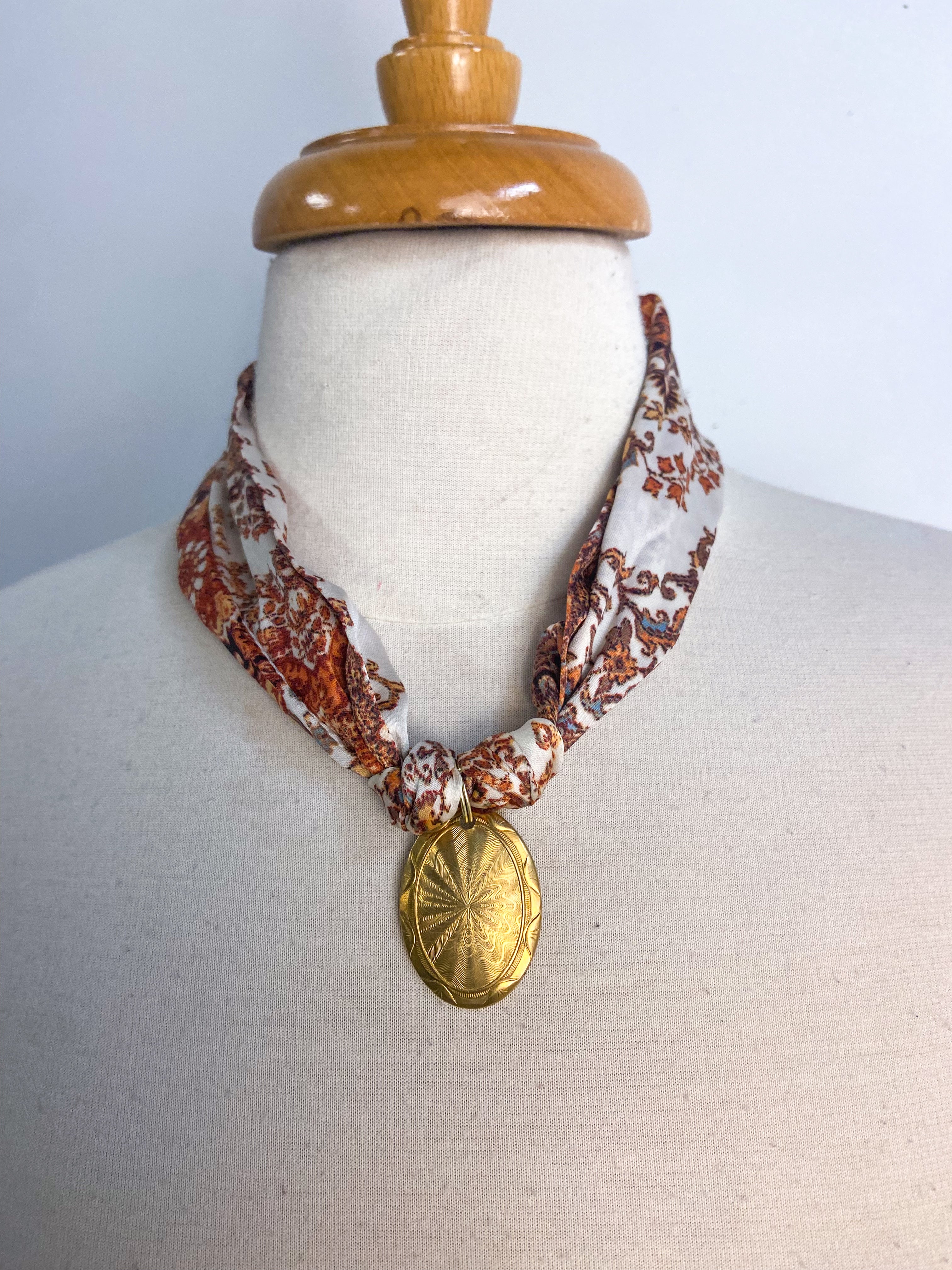 OOAK Satin Scarf Medallion Necklace