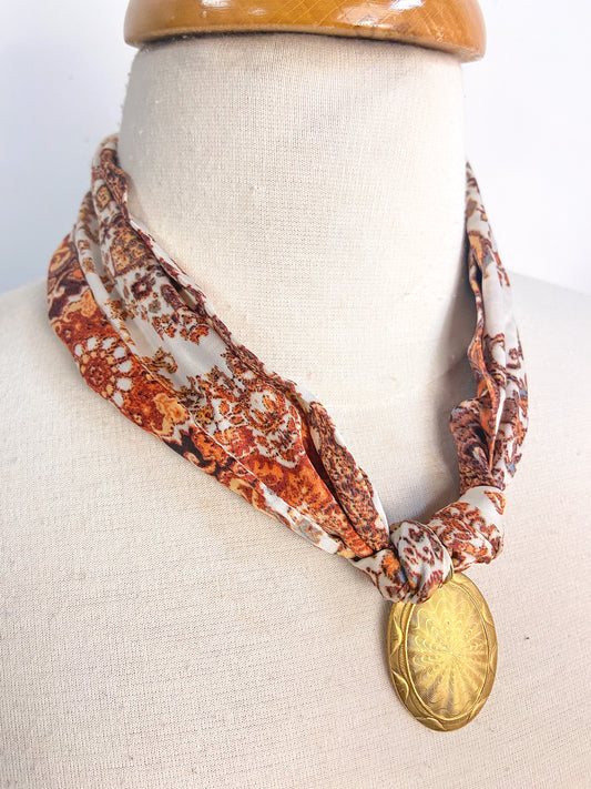 OOAK Satin Scarf Medallion Necklace