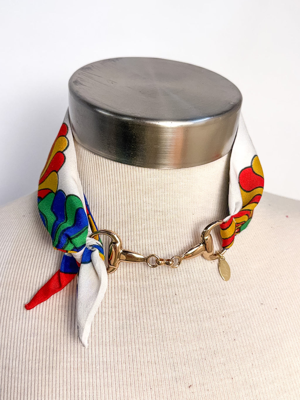 OOAK Vintage Retro Scarf & Horsebit Necklace