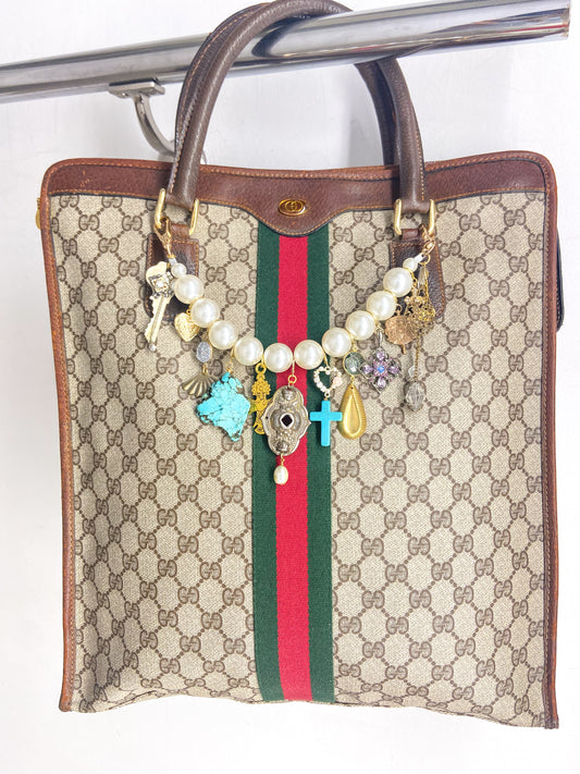 OOAK Authentic Vintage Tall Gucci Bag with Semi Precious Stones