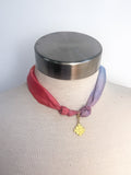 OOAK Silk Scarf Necklace with Charm