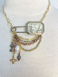 OOAK Vintage Safetly Pin Broach Necklace
