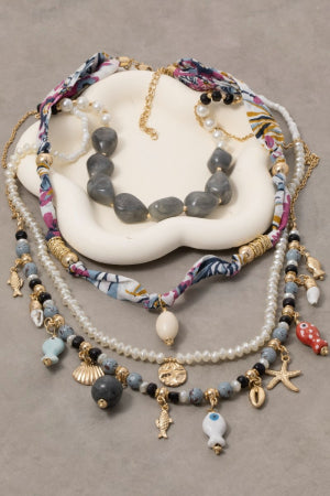 Assorted Sealife Charms Layered Necklace