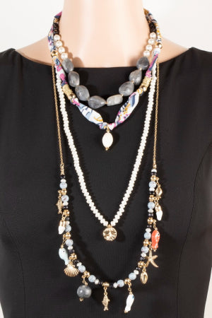Assorted Sealife Charms Layered Necklace
