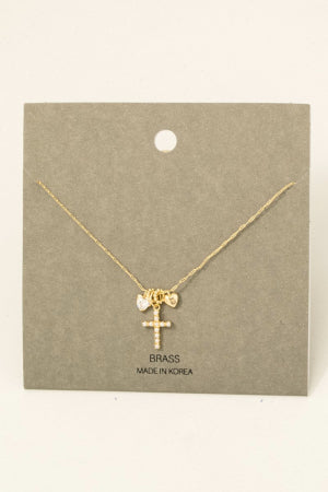 Heart And Cross Charms Chain Necklace