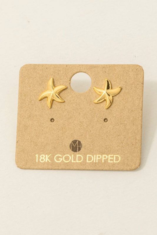 Gold Dipped Dainty Starfish Stud Earrings