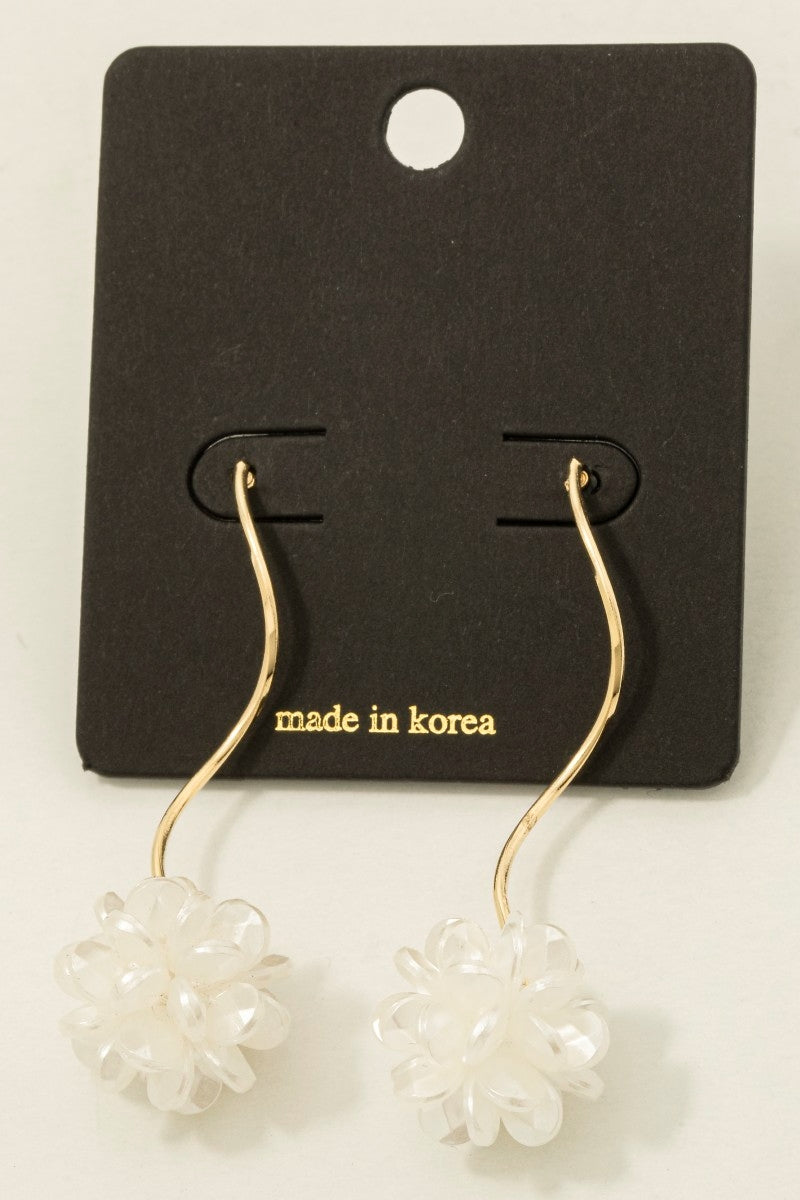 Acrlyic Cluster Ball Wavy Wire Dangle Earrings