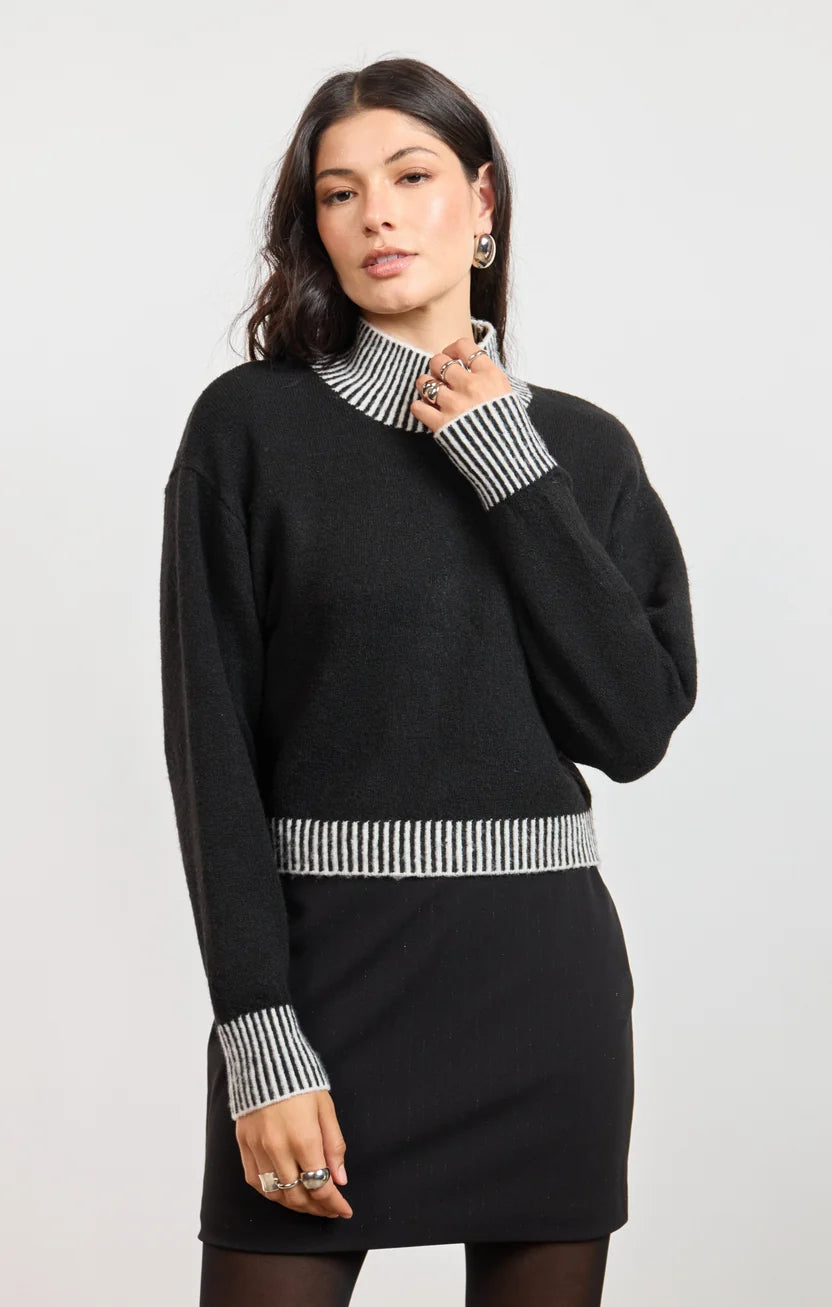 Sage the Label Stacey Contrast Rib Sweater