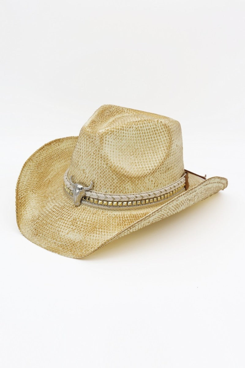 Long Horn Charm Strap Vintage Western Cowboy Hat