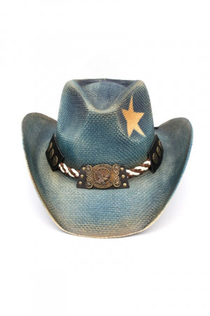Yellow Star Print Western Eagle Medallion Cowboy Hat