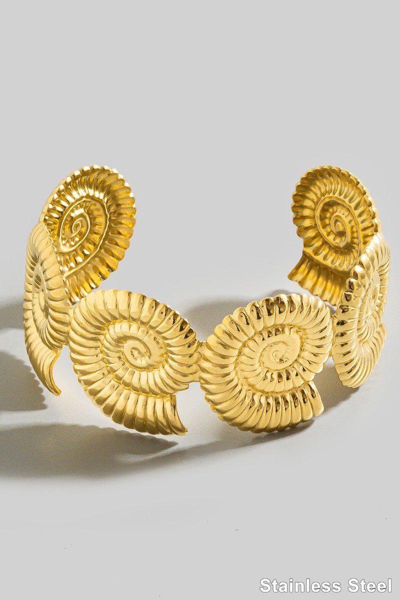Stainless Steel Sea Shell Cuff Bracelet