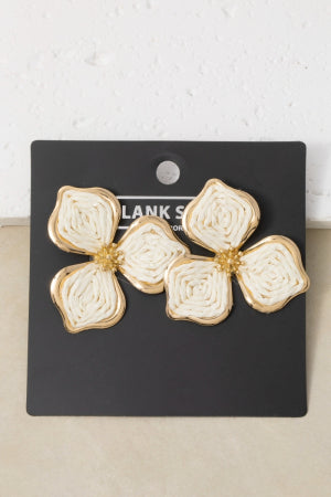 Straw Weave Flower Stud Earrings