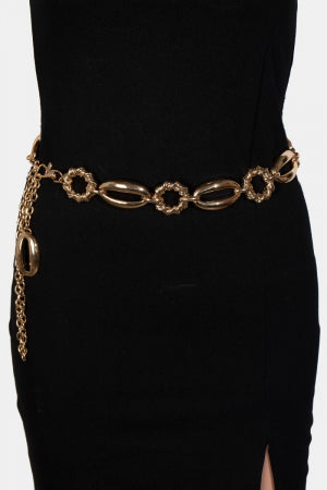 Mixed Metallic Oval Chain Belt