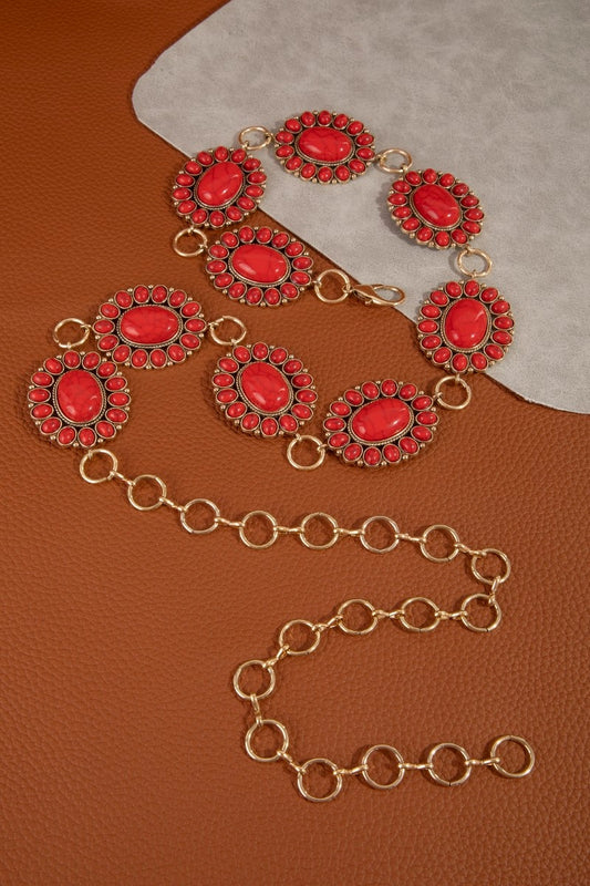Western Oval Concho Disc Chain Belt