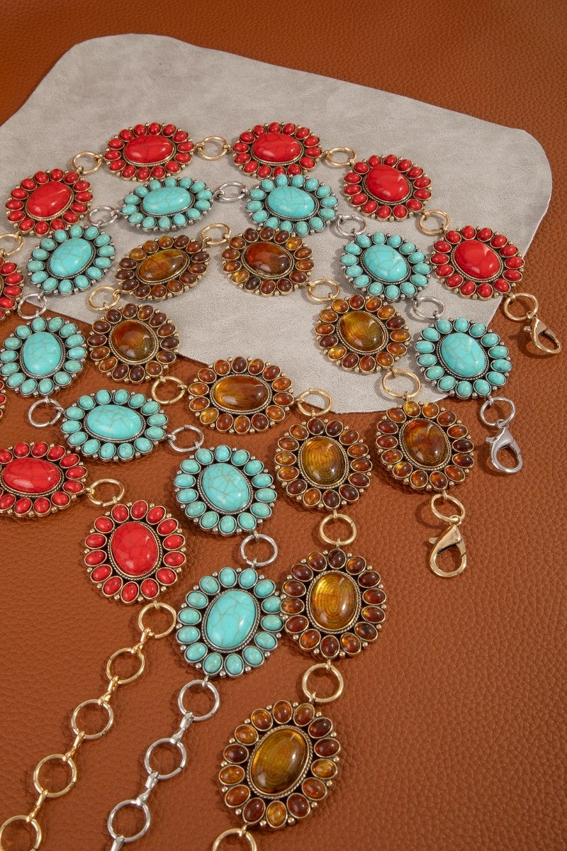 Western Oval Concho Disc Chain Belt