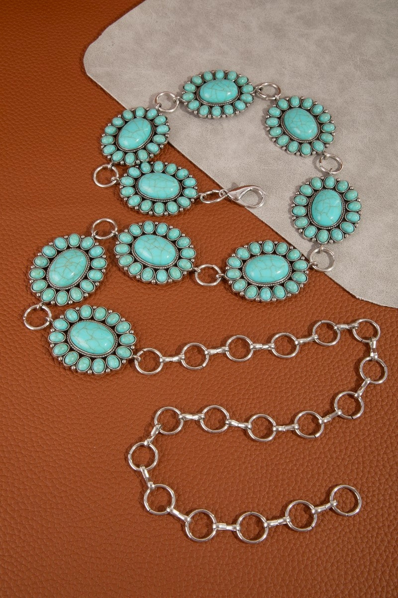 Western Oval Concho Disc Chain Belt