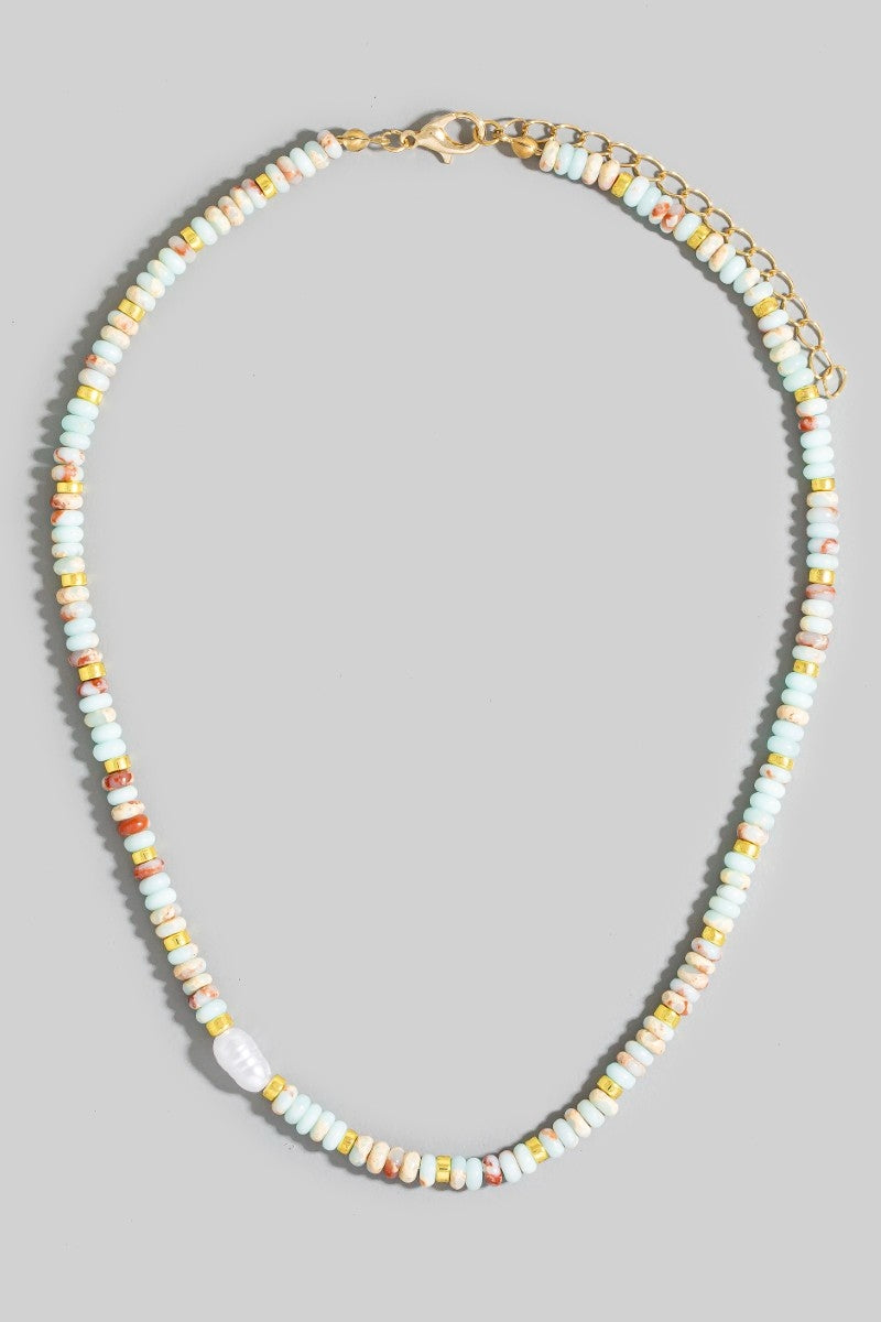 Earth Tones and Metallic Beaded Necklace