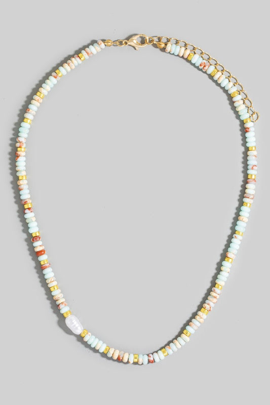 Earth Tones and Metallic Beaded Necklace