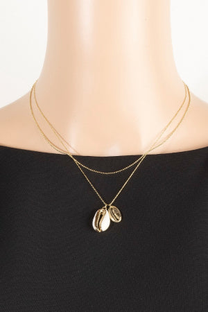 Double Puka Shell Pendants Layered Necklace NN10203