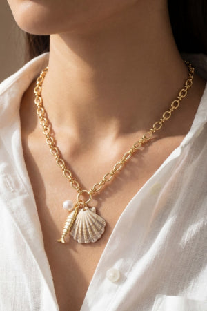 Sealife Charms Round Chain Link Necklace