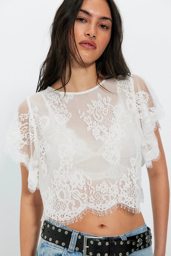 Free People Lunar Ash Lace Top
