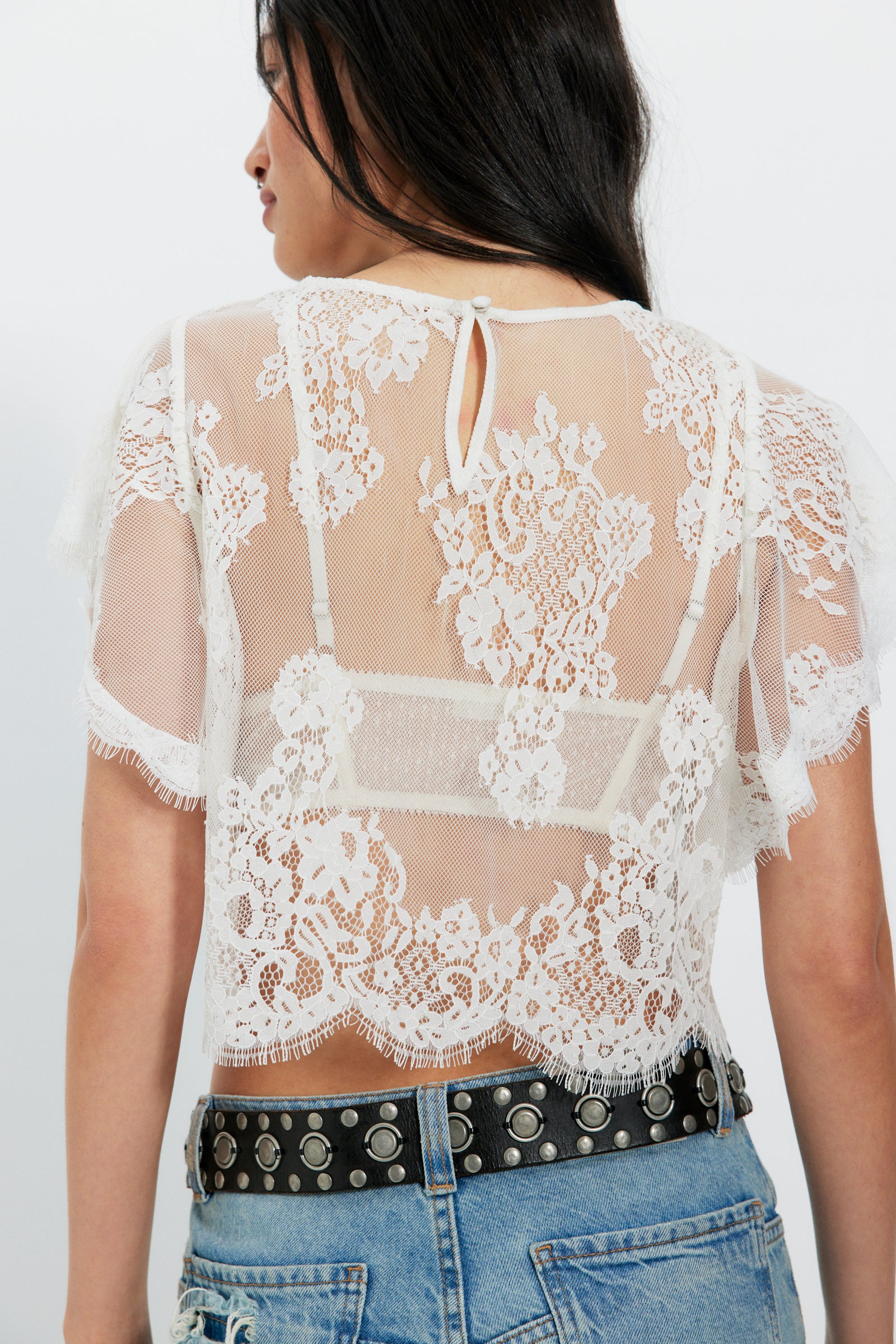 Free People Lunar Ash Lace Top
