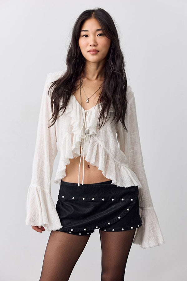 Free People Low Rider Studded Suede Shorts