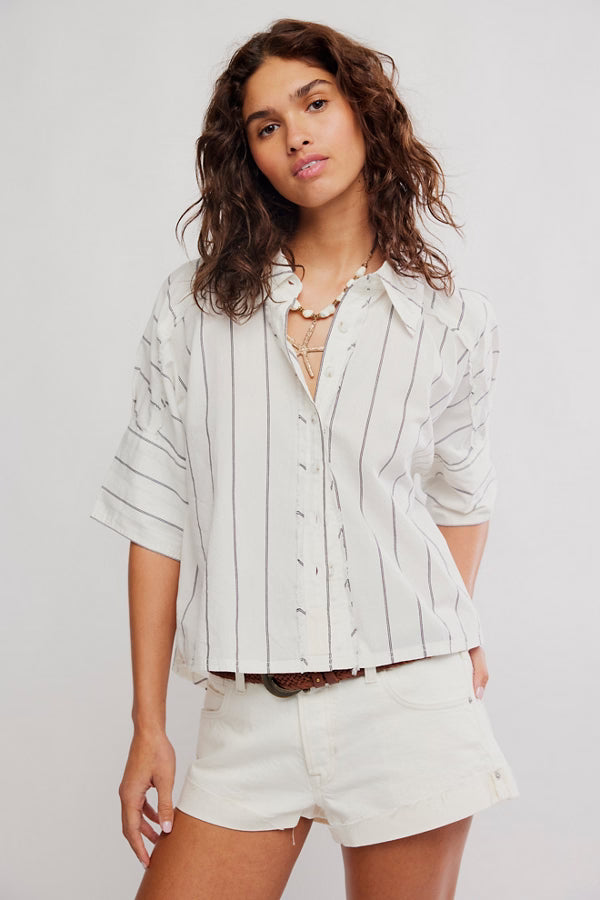 Free People Seaside Cotton Stripe Shirt