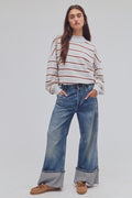 Free People Palm Spring Striped Pullover