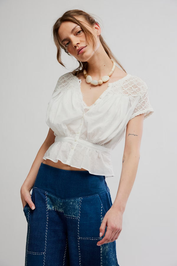 Free People Gemma Embriodered Top