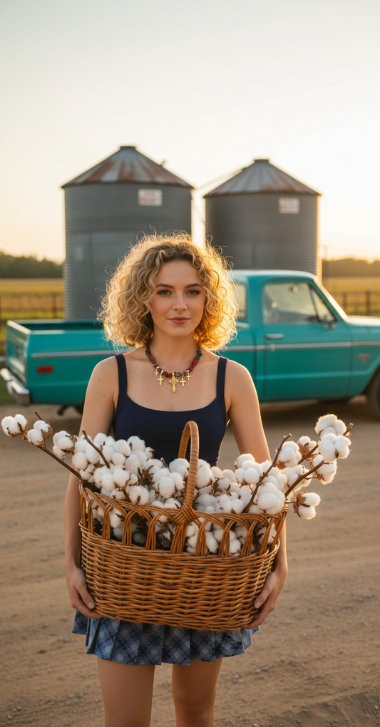 OOAK Crossed Paths Vintage Scarf and Cross Medallion Necklace