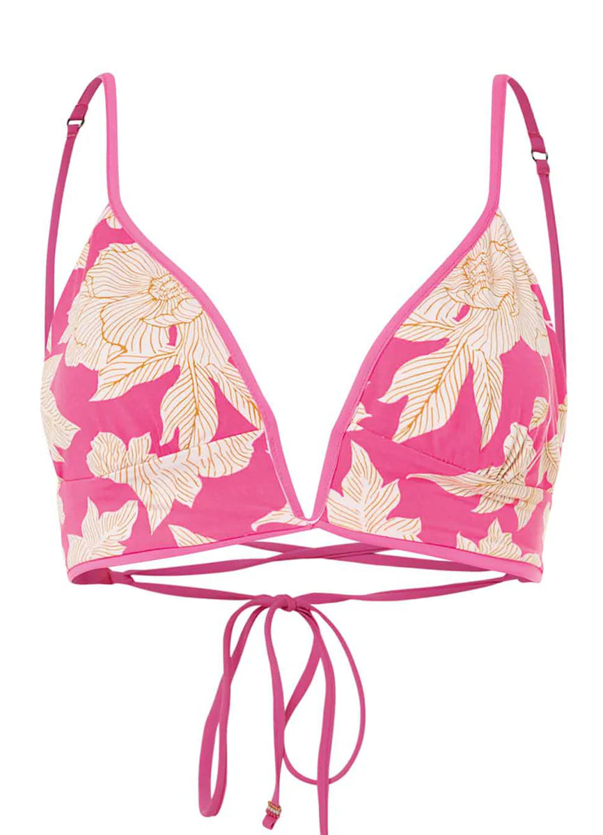 Maaji Radiant Pink Parade Long Line Triangle Bikini Top