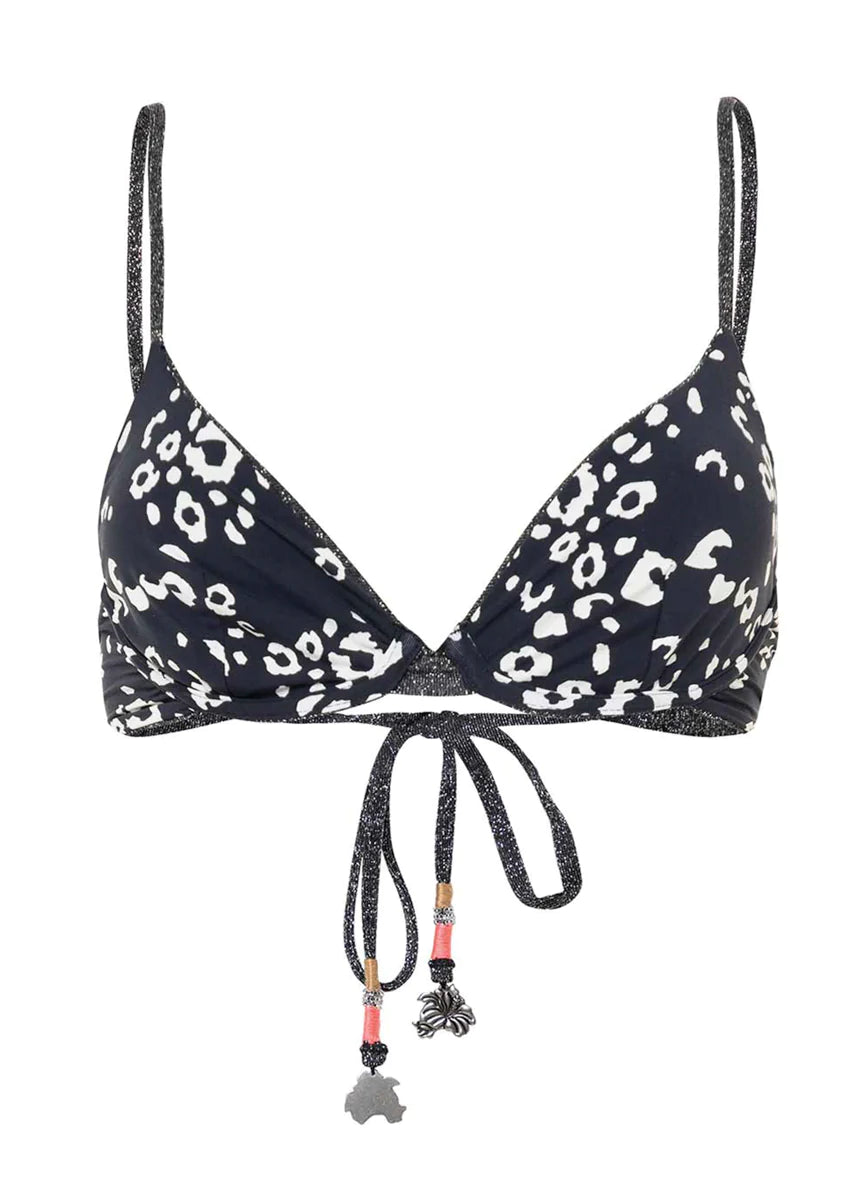 Maaji Silver Black Dainty Unmolded Underwire Bikini Top