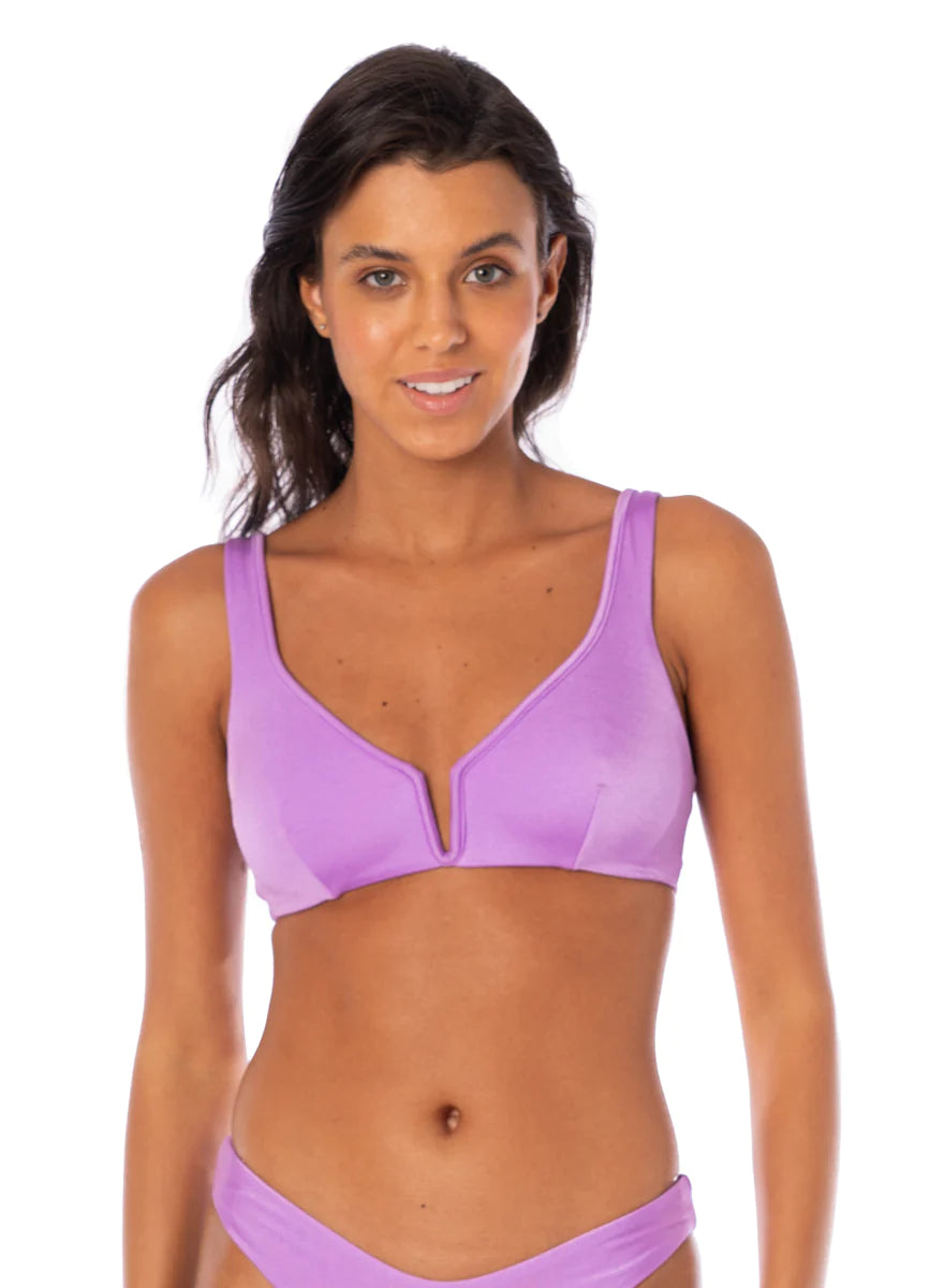Maaji Metallic Lilac Victoria V-Wire Bralette Bikini Top