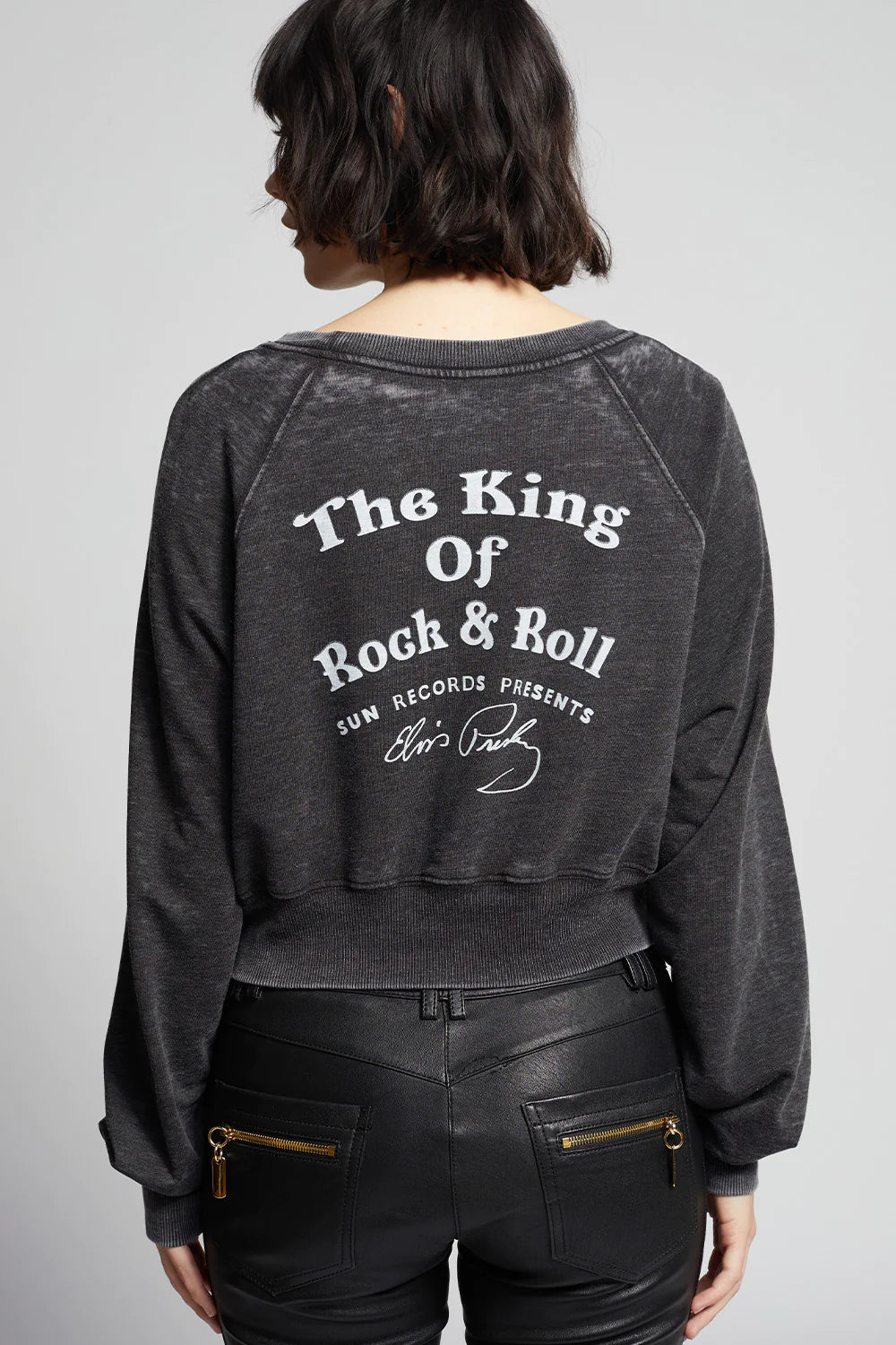 Recycled Karma Elvis Rockin' Cropped Sweatshirt