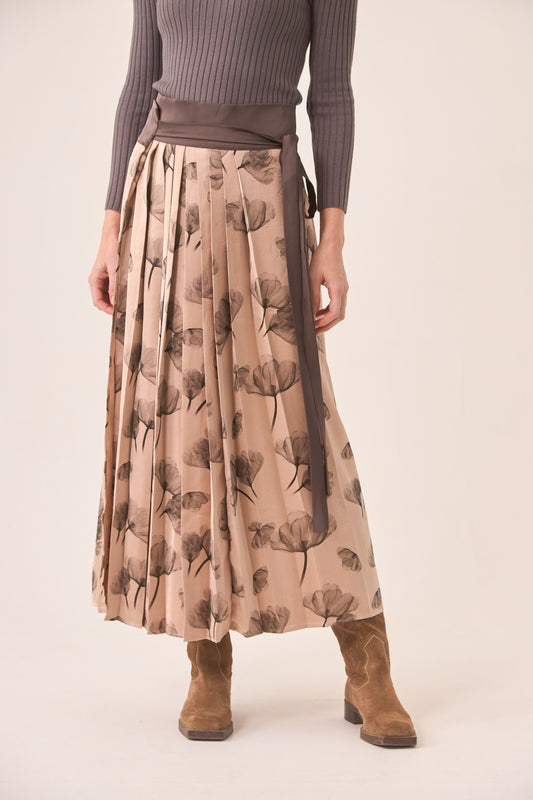 Nekane RIBBON WAIST PLEATED SKIRT