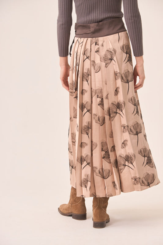Nekane RIBBON WAIST PLEATED SKIRT